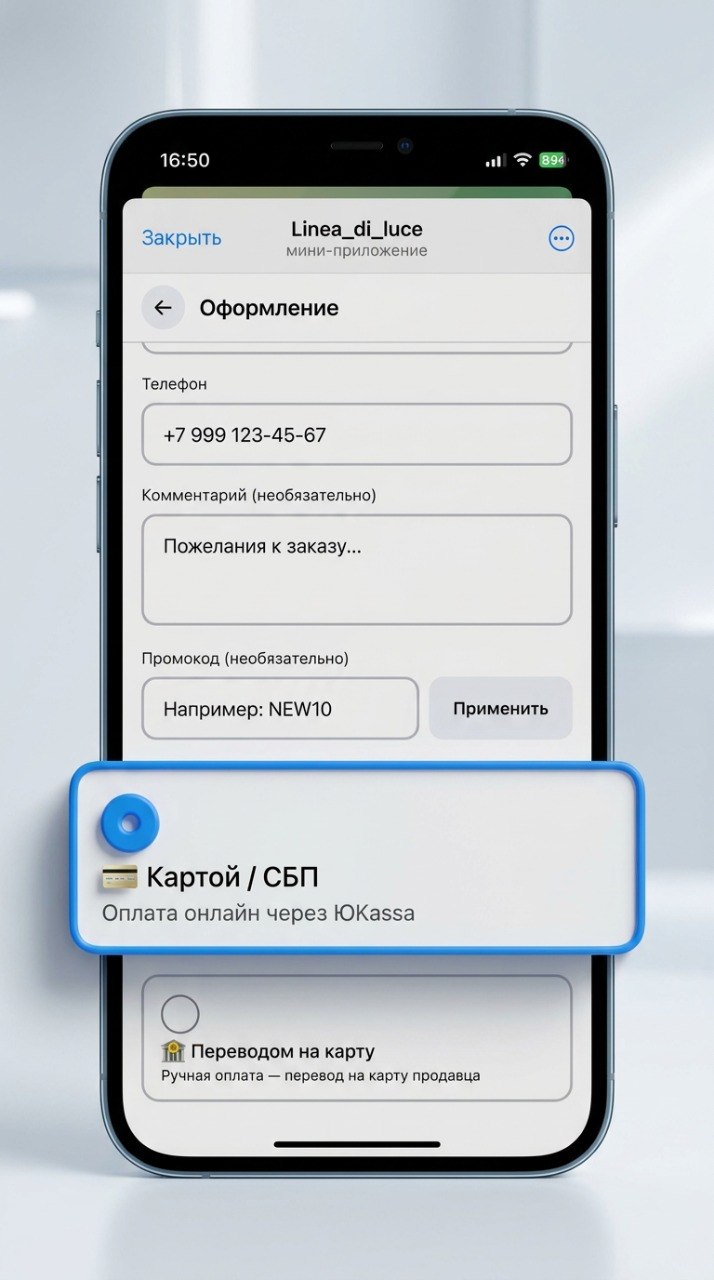 Оплата картой внутри Telegram